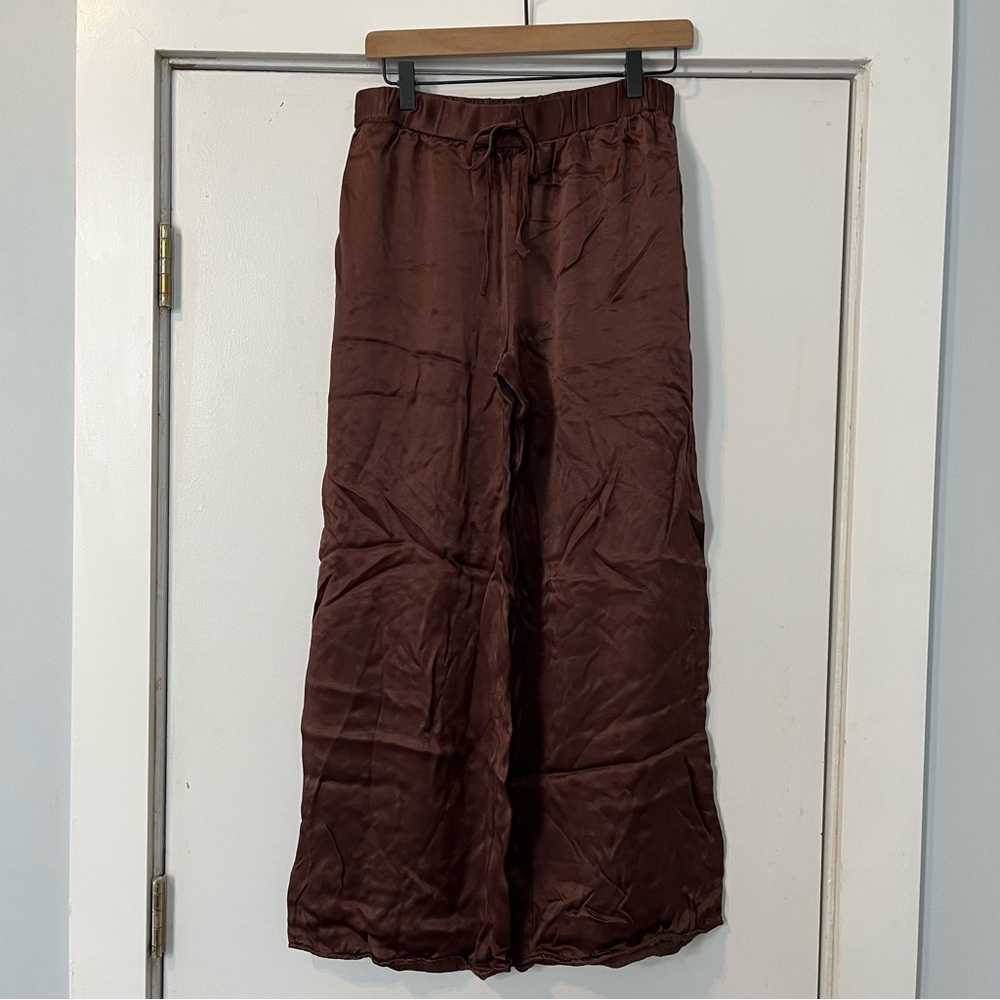 ASOS Brown Satin Wide Leg Pants women’s size medium